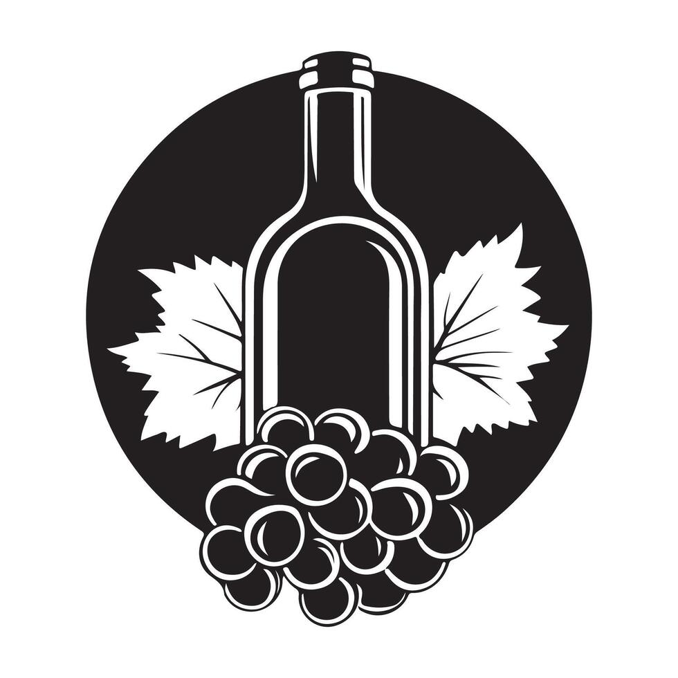 Wine Grape logo design Wine bottle and grape icon isolated on white background. vector