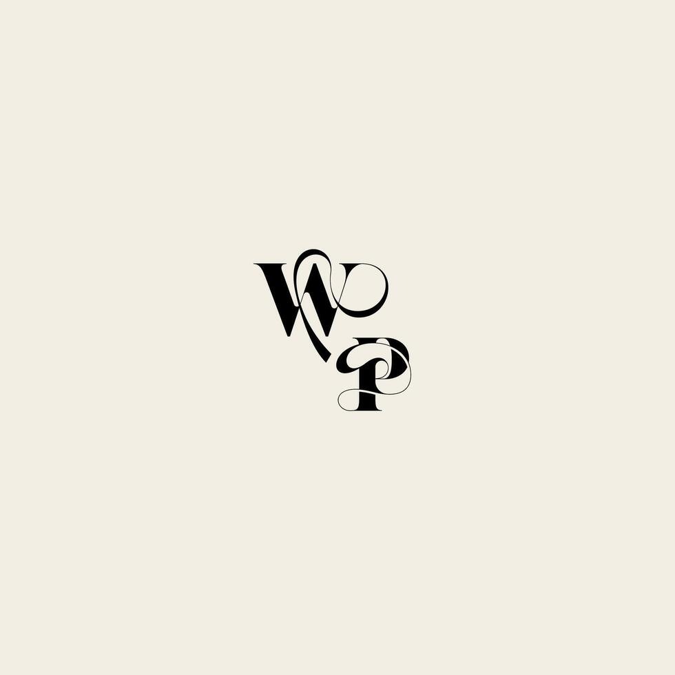 bold and hairline initial wedding monogram elegant PW fancy curve logo letter vector