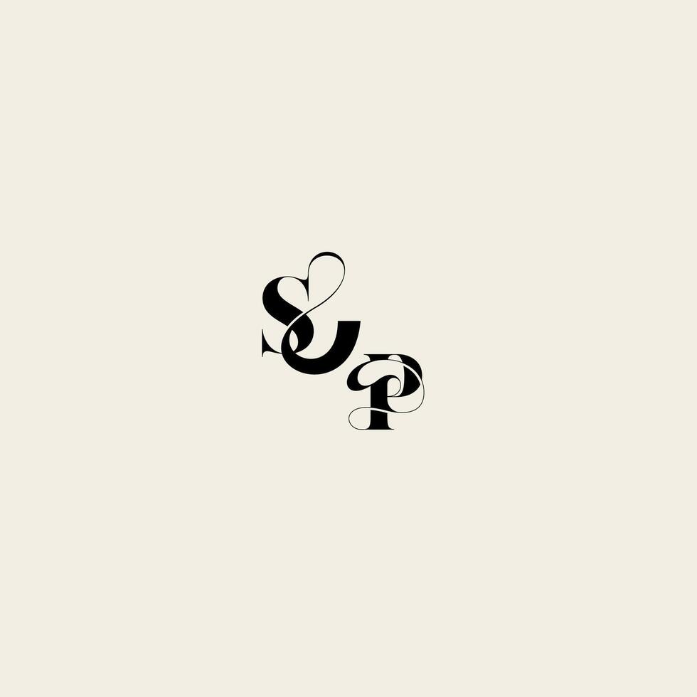 bold and hairline initial wedding monogram elegant PS fancy curve logo letter vector