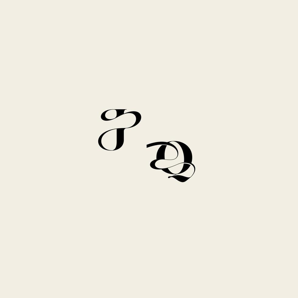 bold and hairline initial wedding monogram elegant QJ fancy curve logo letter vector