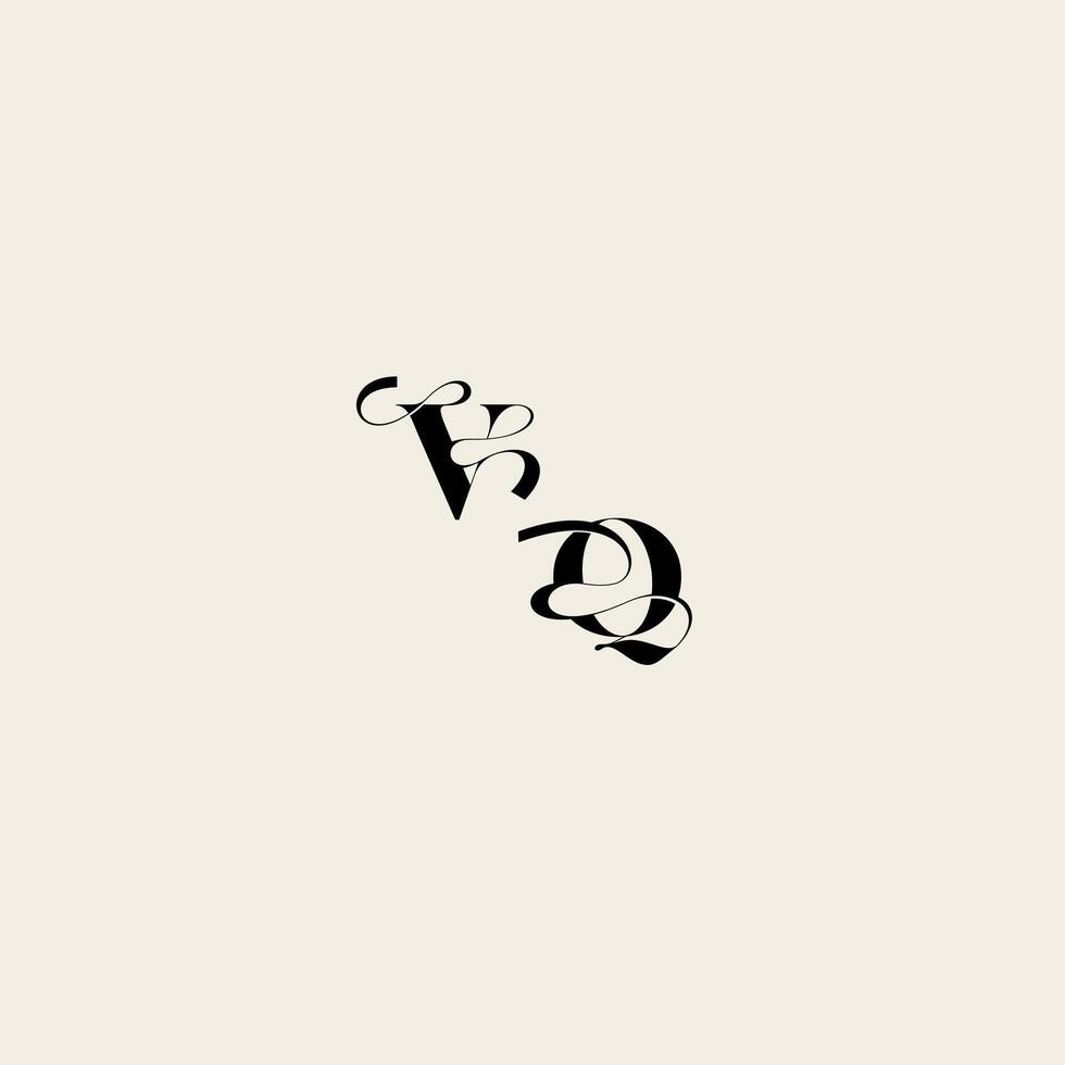 bold and hairline initial wedding monogram elegant QV fancy curve logo letter vector