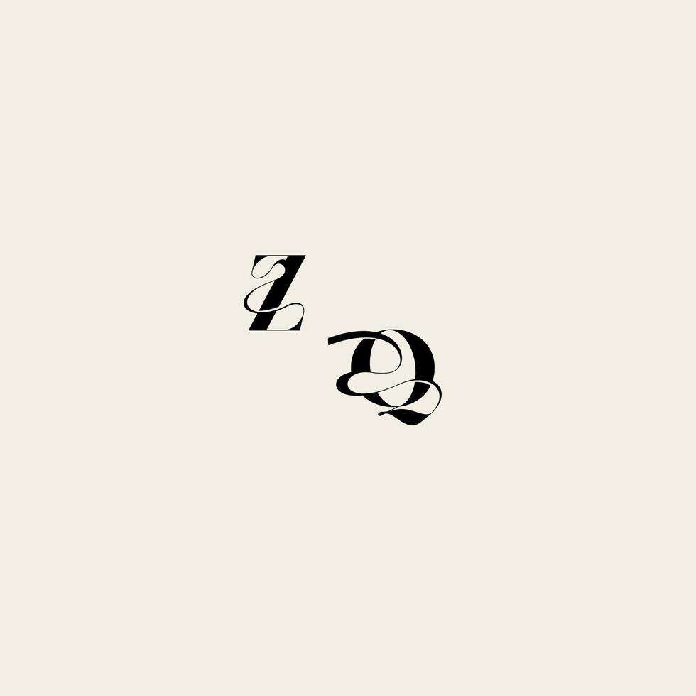 bold and hairline initial wedding monogram elegant QZ fancy curve logo letter vector