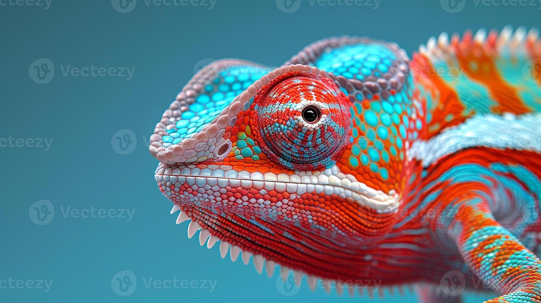 Vibrant Chameleon Close Up with Stunning Colors photo