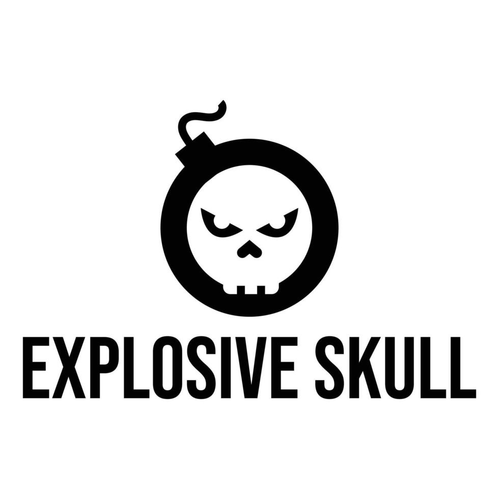 explosive skull bomb flat minimalist logo design vector