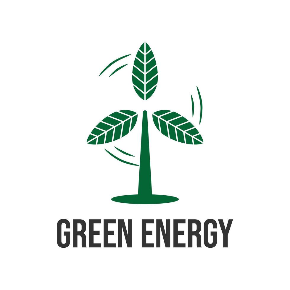green energy windmill flat minimalist logo design vector