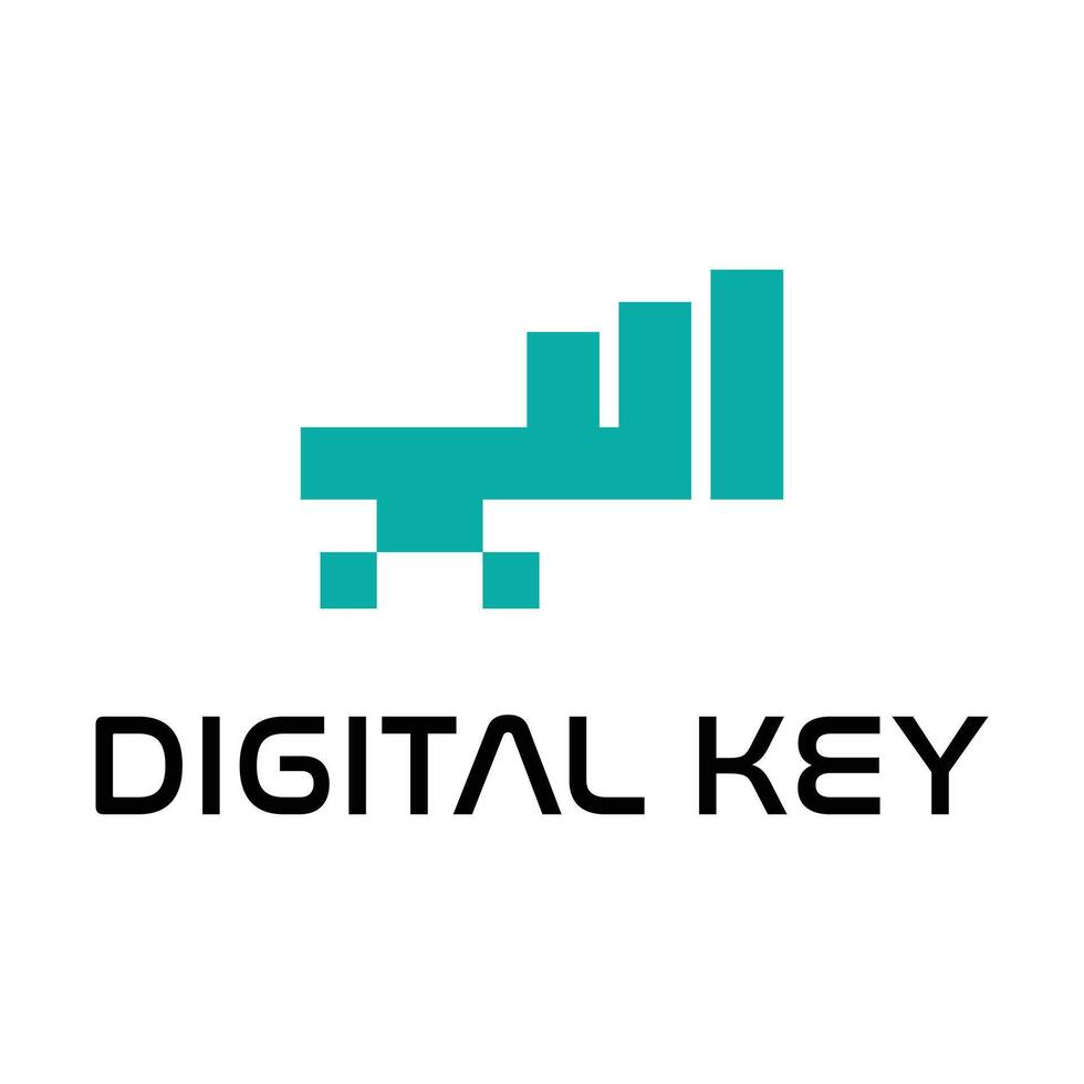 digital key flat minimalist logo design vector