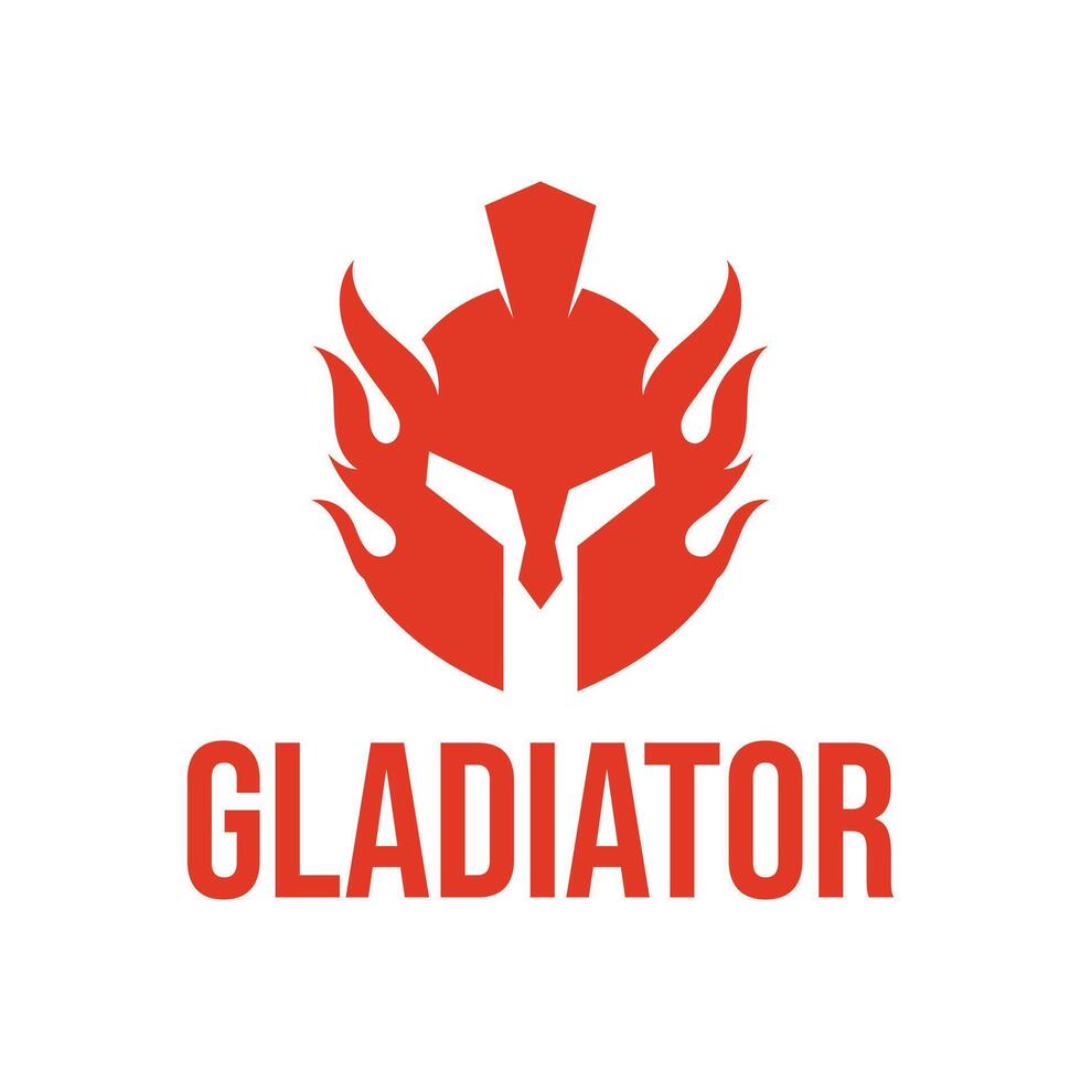 fire gladiator flat minimalist logo design vector