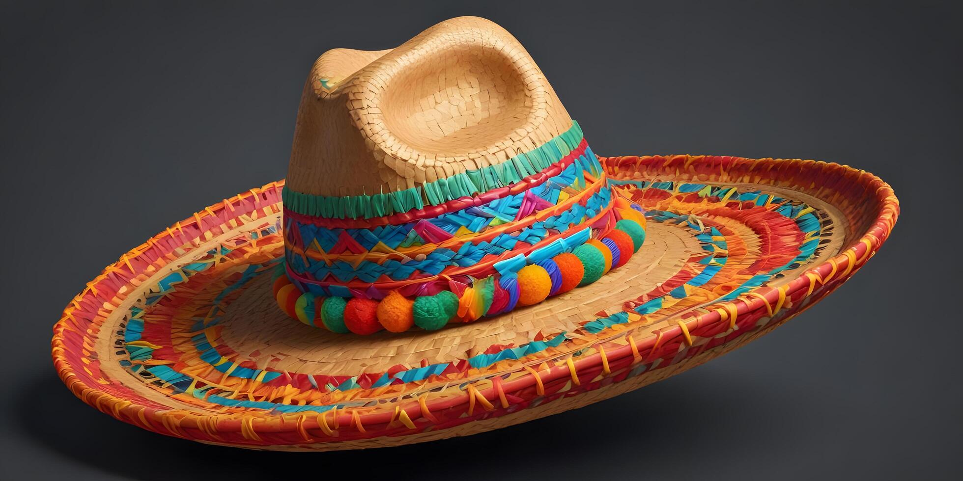 Colorful Straw Sombrero Hat Festive Mexican Fiesta Celebration Culture Symbol photo