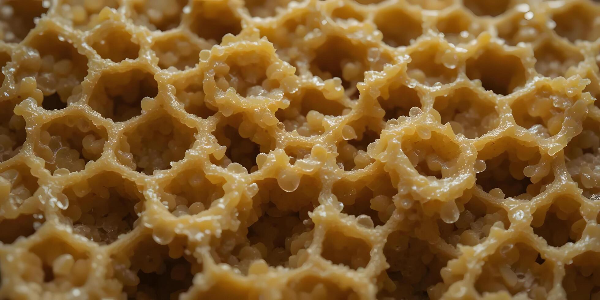 Beeswax Honeycomb Detail Close Up Texture Shows Honey Storage Pattern photo