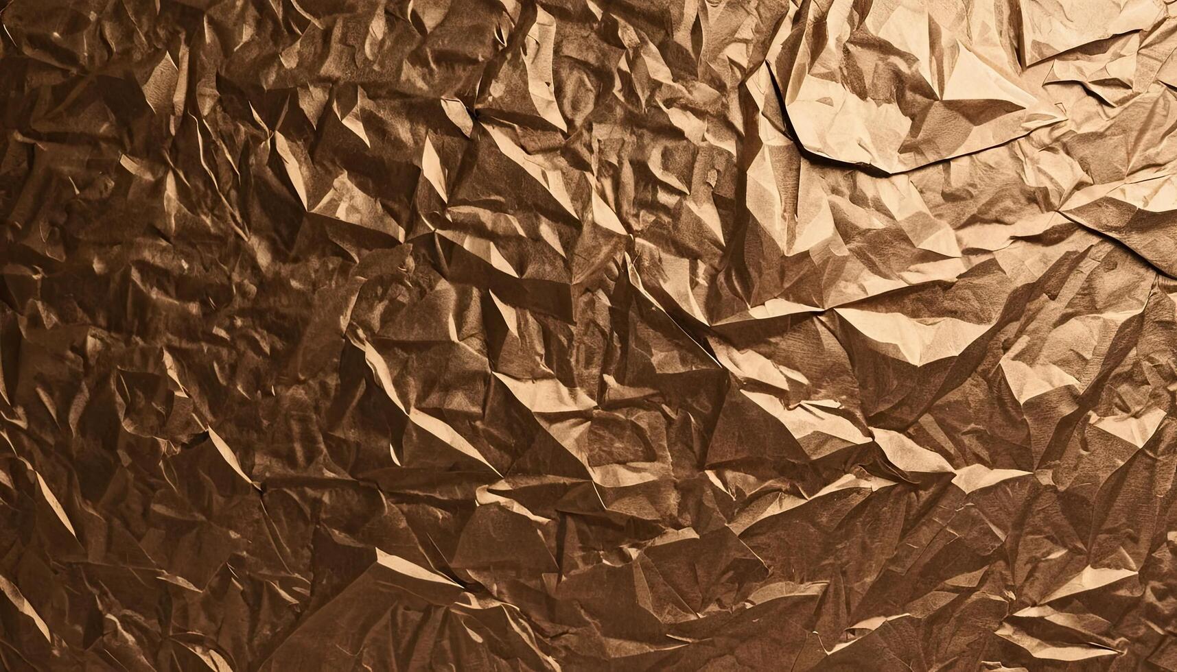 Close Up of Wrinkled Brown Paper Texture with Creased Surface Full Frame photo