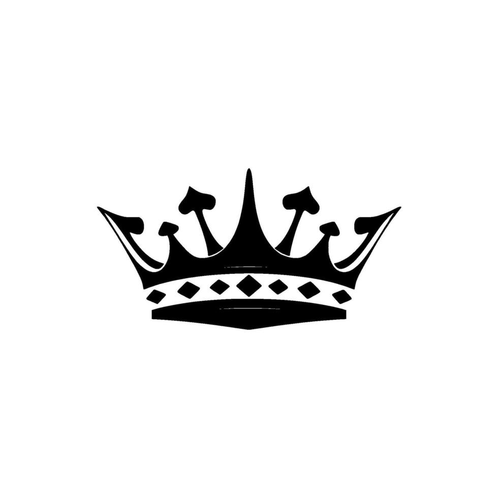 Symmetrical Black Royal Crown Silhouette on White Background, Minimalist for Logos, Badges, and Emblems. vector