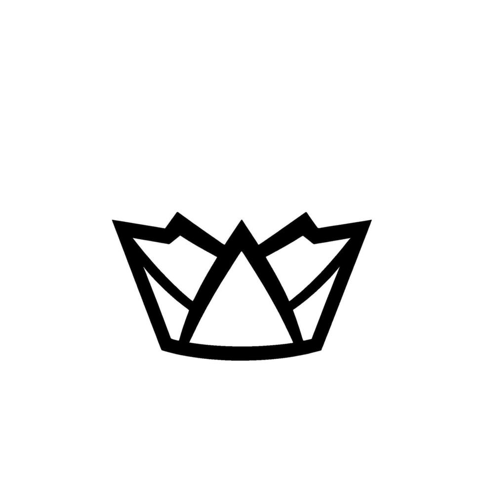Minimalist Black Geometric Crown, Isolated on White, Symbolic of Royalty, Leadership, and Dignity. vector