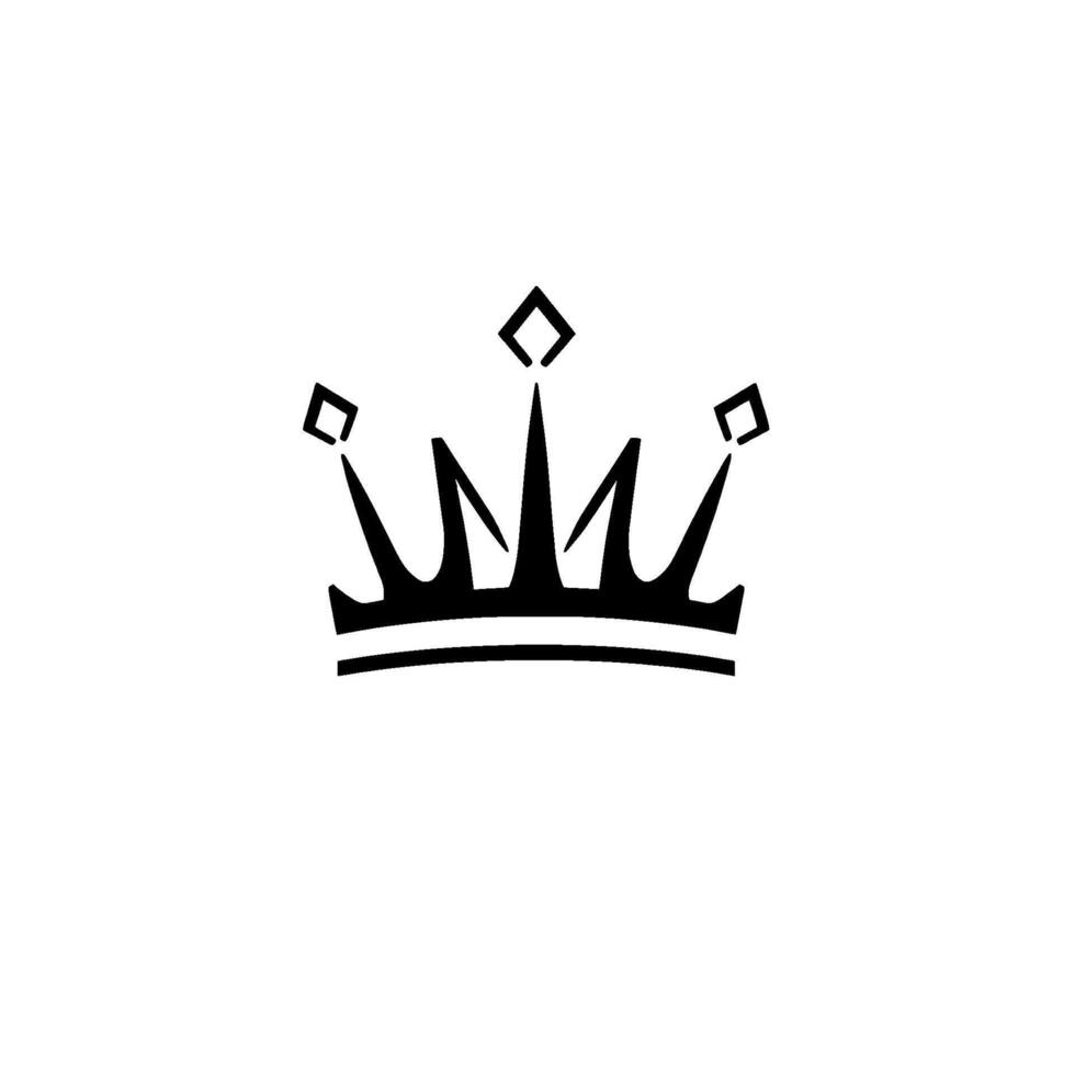 Minimalist Black Crown with Diamond Accents on White Backdrop, Simple and Elegant . vector