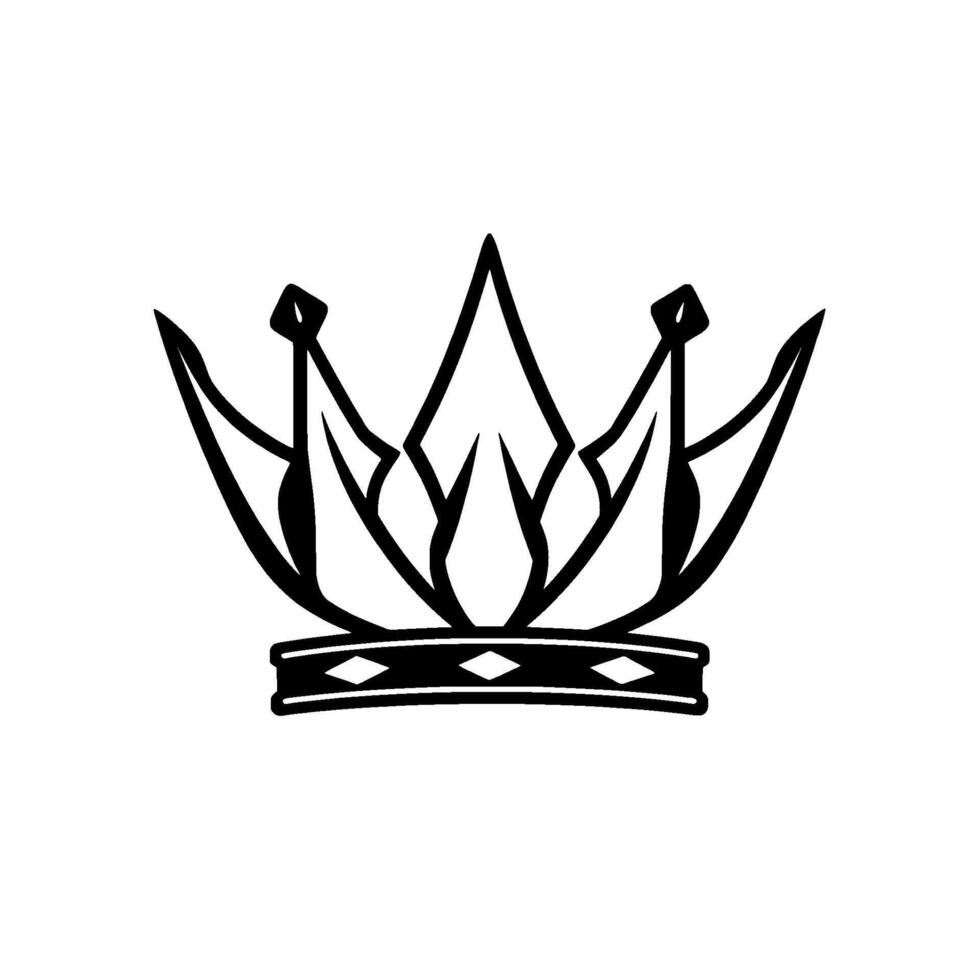 A stylized, elegant black and white crown, showcasing sharp lines and geometric , set against a stark white background for bold impact. vector