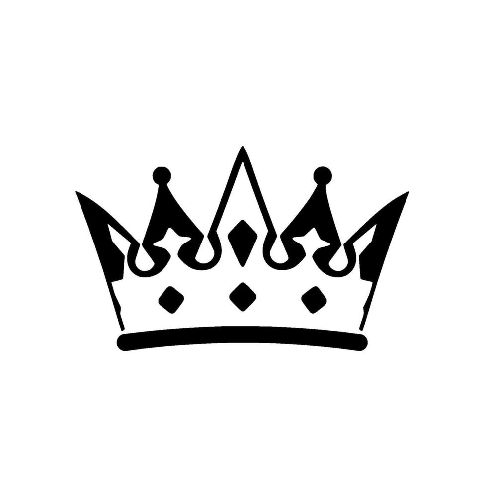 Elegant Vectorized Crown Illustration Black Silhouetted Royal Tiara with Geometric Elements on White Background vector
