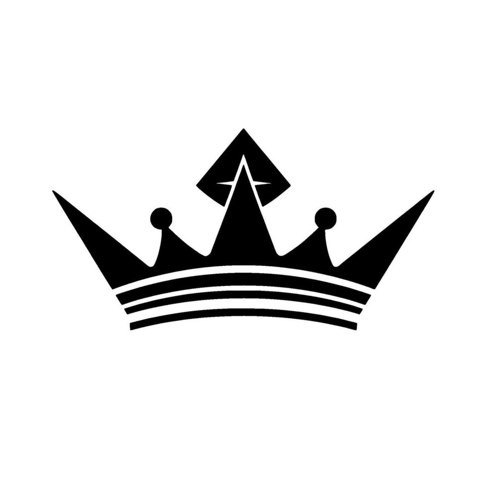 Bold Black and White Minimalist Crown with Geometric Accents on a Clean White Background, Emblem of Royalty. vector