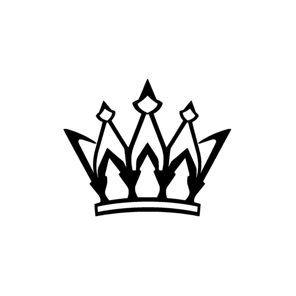 Simple, monochrome illustration of a crown with pointed elements, solid black on a stark white background. vector