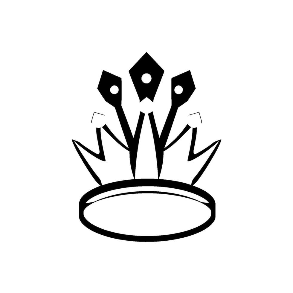 Abstract, Geometric Black and White Crown with Spiked Accents and Gemlike Details on a White Background. vector