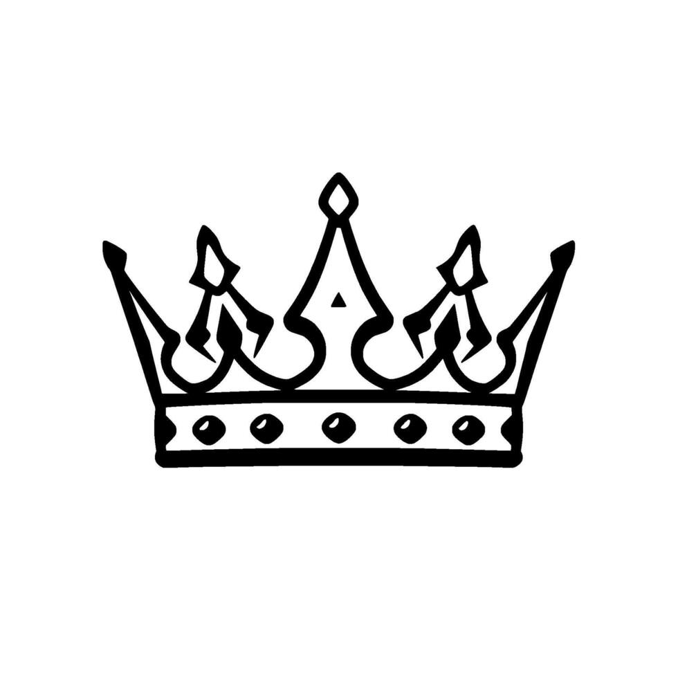 Bold Black Outline of a Royal Crown on White Background, Minimalist for Royalty and Power vector