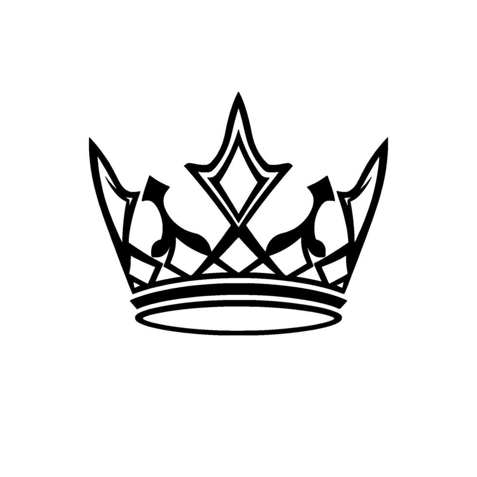 Elegant Black and White Royal Crown with Intricate Details, Symbol of Power and Authority on White Background. vector