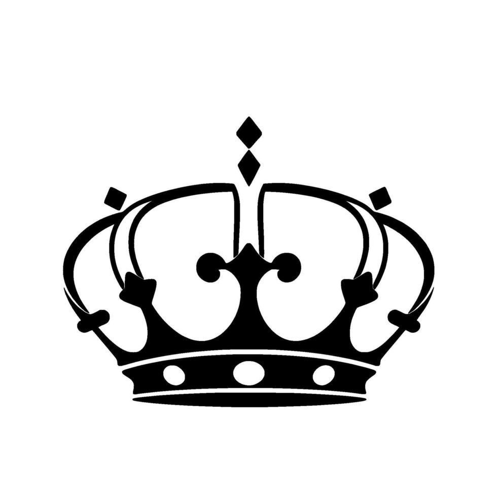 Regal Black Silhouette Crown on a White Background Depicting Royalty and Luxury, Isolated and Simplified. vector
