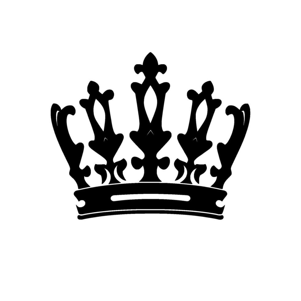 Black Royal Crown Silhouette on White A Simple, Elegant Emblem of Royalty, Emphasizing Ornate and Symmetry. vector