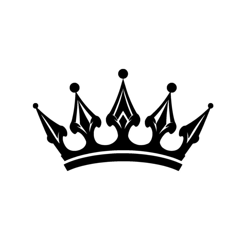 Ornate Black Crown Elegant Royal Symbol in a Simple, HighContrast Style Against a White Background vector