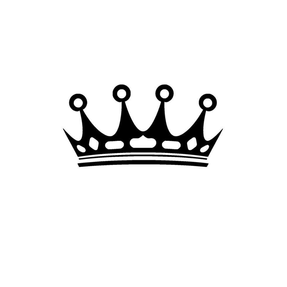 Bold Black Royal Crown Silhouette on White Background Minimalist for Symbolism Prestige. vector