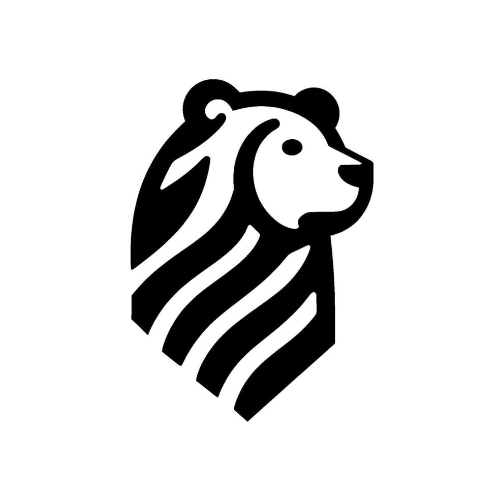 Bold Black and White of a Bears Head with Striped Pattern, Illustrating a Modern Concept. vector