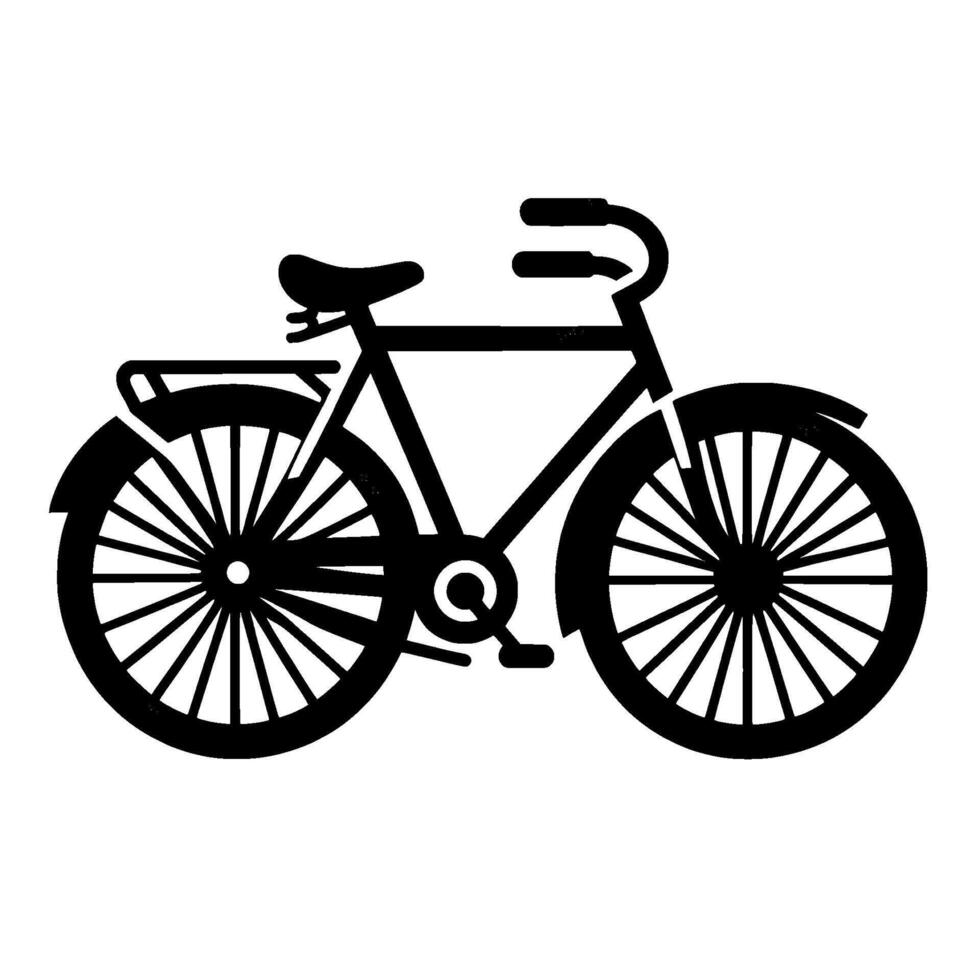 Silhouetted Black Bicycle, Minimalist on White Background Depicting a Classic Retro Bike for Recreation and Leisure vector
