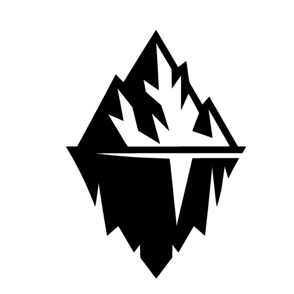 Minimalist Black and White of a Mountain and its Reflection, Symbolizing Strength and Wilderness. vector