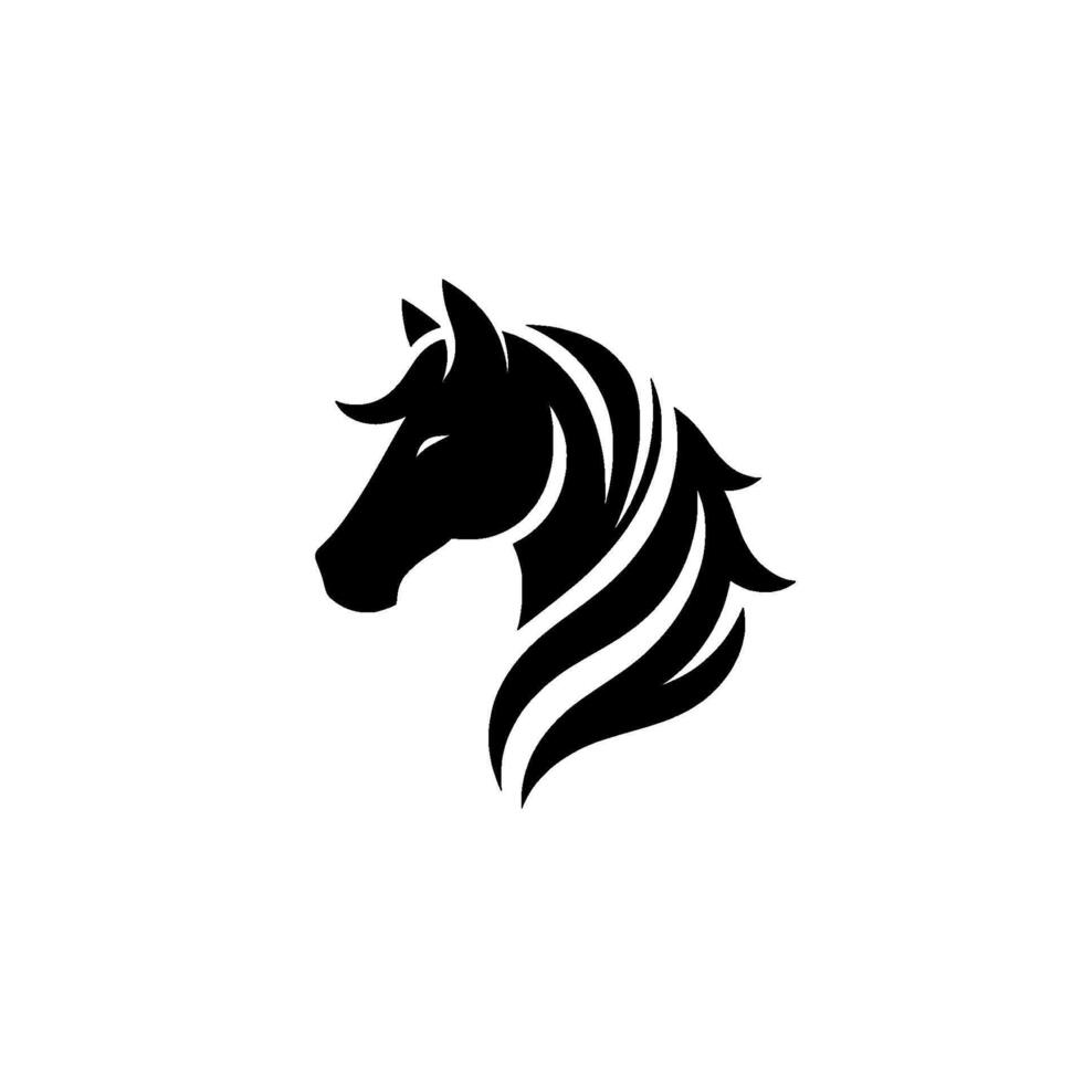 Sleek Monochrome Horse Head Silhouette Against White Background, Minimalist Equestrian , Modern . vector