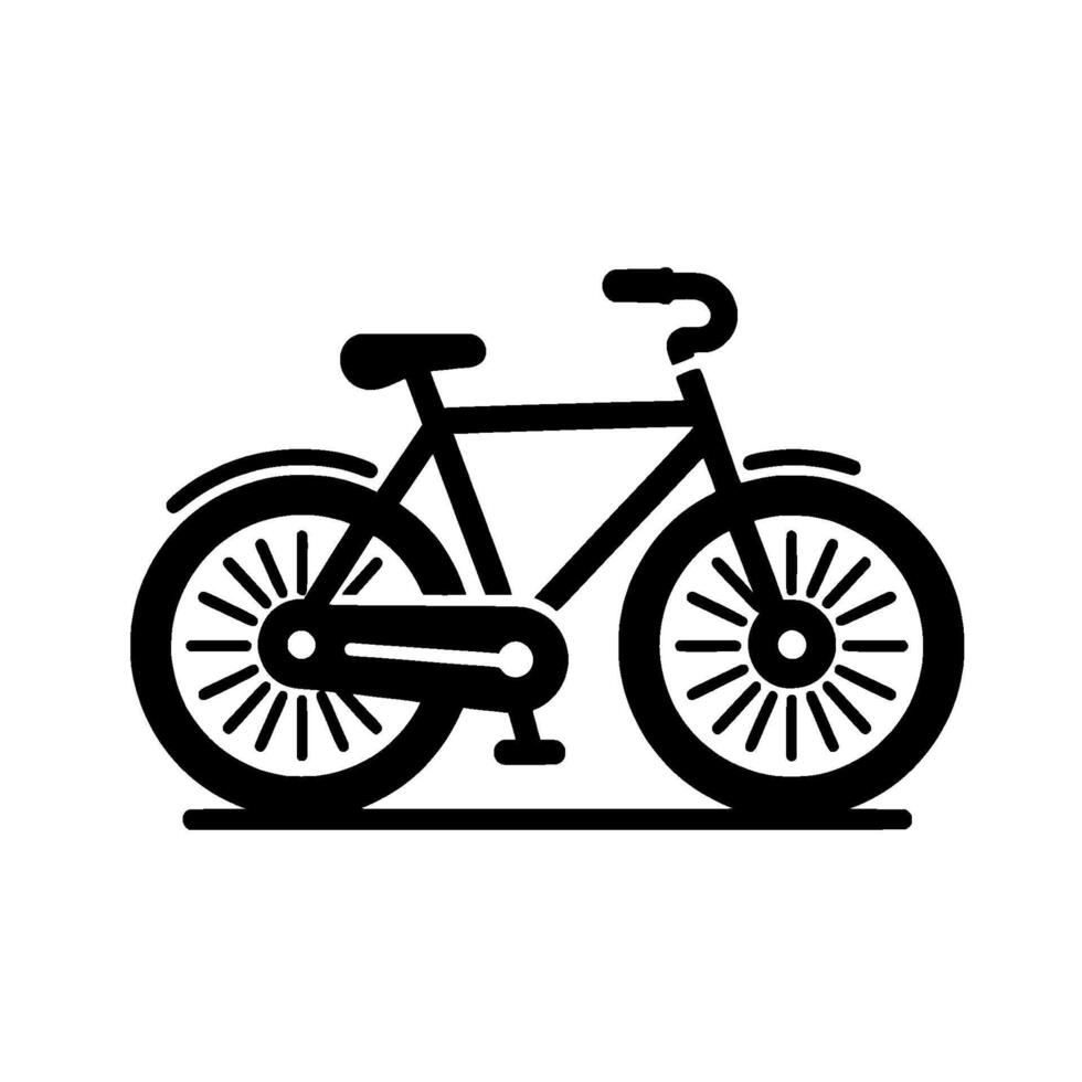 Minimalist Black Bicycle Silhouette Against White Background Classic Road Bike with Spoked Wheels, Illustrated in a Clean, Style. vector