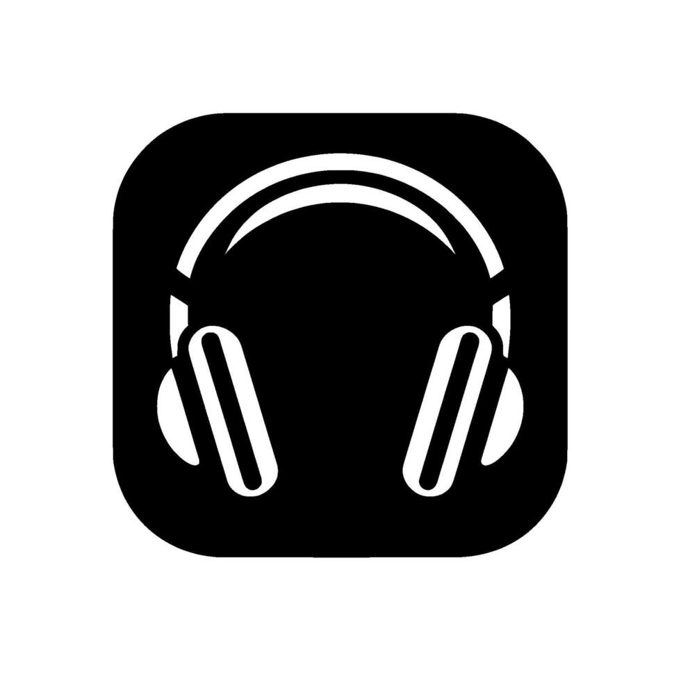 Minimalist Black Square Featuring White OverEar Headphones, Representing Music, Audio, and Sound, on a Clean White Background. vector