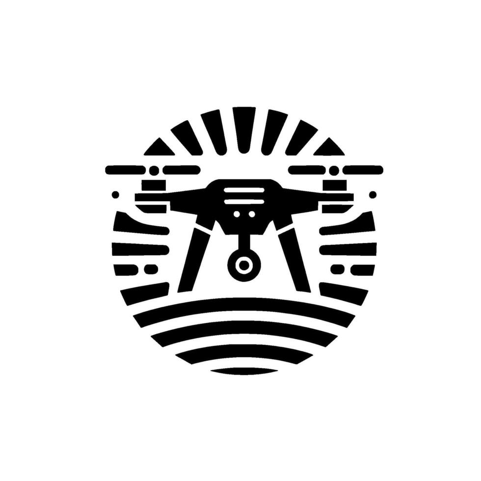 Monochromatic Drone Silhouette Within a Circle, Depicting Aerial Technology in a Minimalist , Capturing Innovation. vector