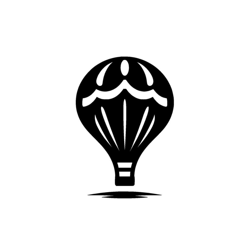 Minimalist Silhouette of a Hot Air Balloon Against a White Backdrop, Depicting Flight and Adventure. vector