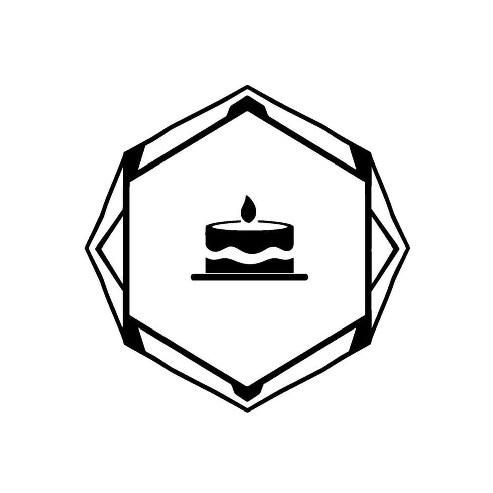 Minimalist Candle Within a Geometric Octagon Frame A Black and White Representation of Celebration. vector