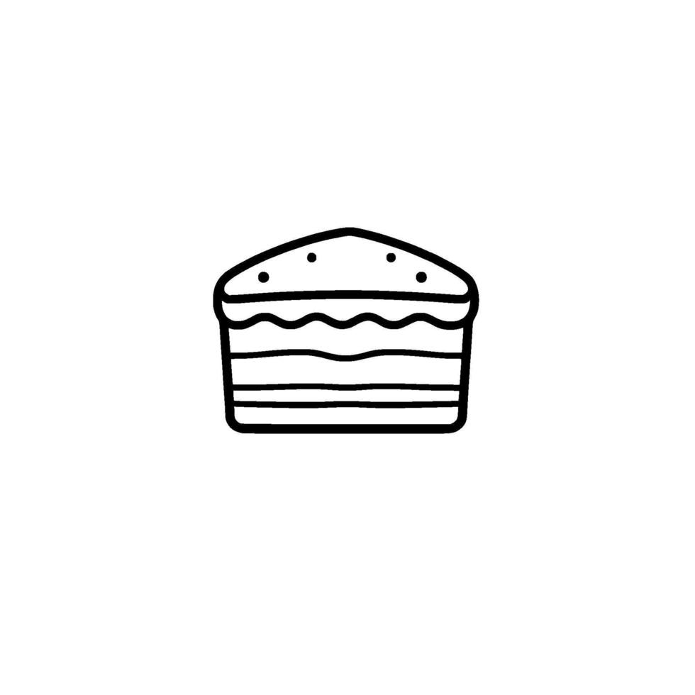 Minimalist Black and White Line Art Illustration of a Tiered Cake Slice with Dots, Isolated on White. vector