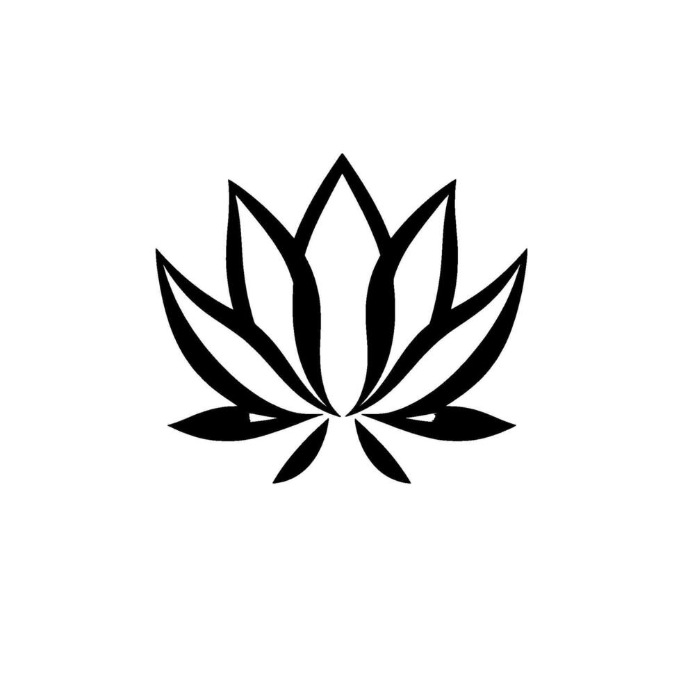 Minimalist Black and White Lotus Flower , Geometric on White Background, Modern Symbol. vector