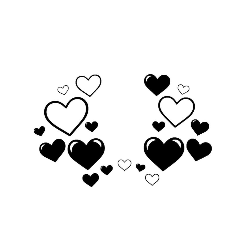 Abstract Black and White Heart Cluster , Style, Ideal for Valentines Day or LoveThemed Elements vector