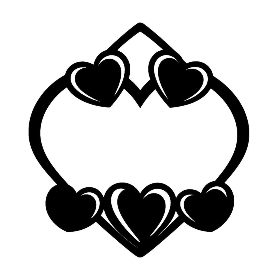 Elegant Black and White Heart Frame A Geometric with Four Heart Accents and Negative Space for Text or Image. vector