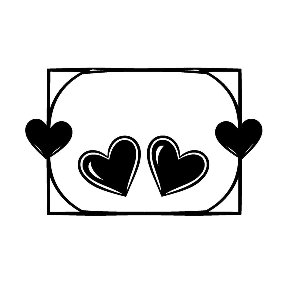 Monochromatic illustration of hearts inside a rectangular frame, minimalist , celebrating love and togetherness. vector