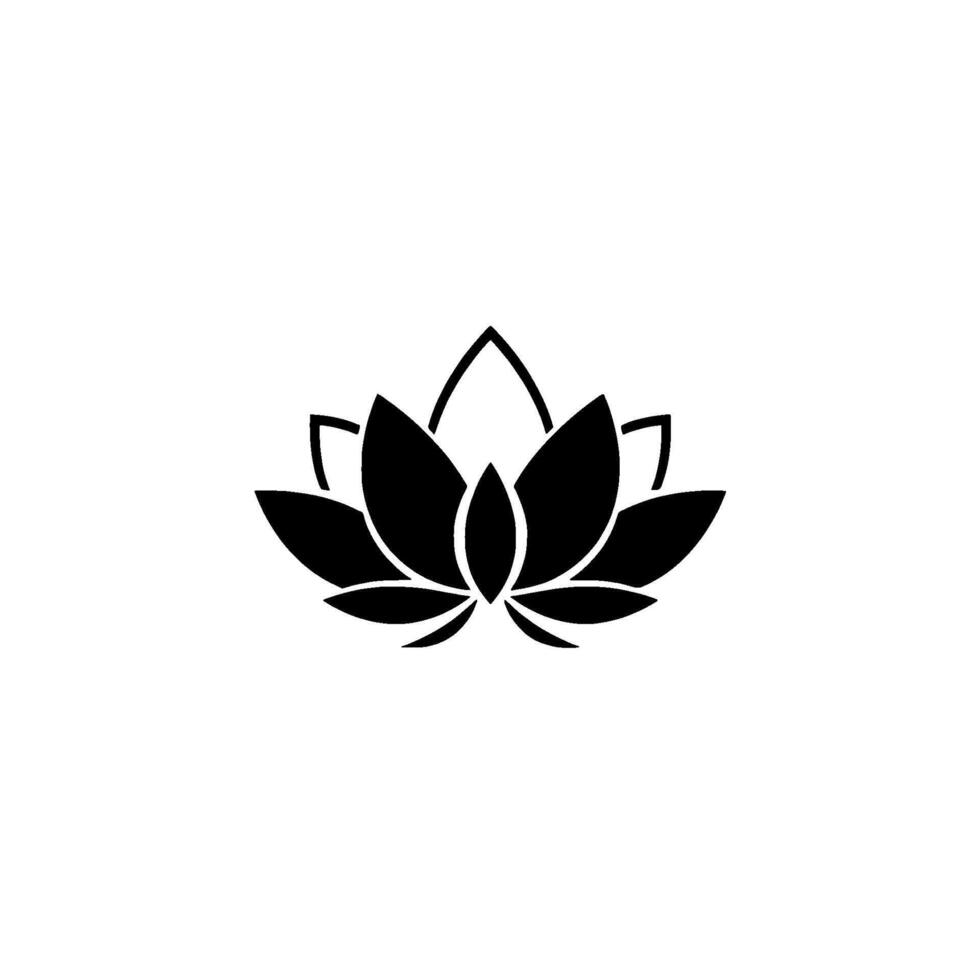 Minimalist Black Lotus Flower Silhouette Centered on a White Background, Symbolic of Peace Serenity. vector