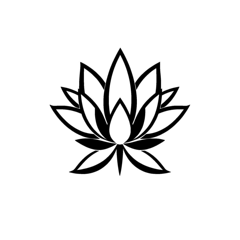 Symmetrical Black Lotus Flower on a Clean White Background, a Symbol of Purity and Enlightenment. vector