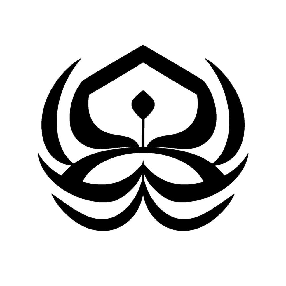 Abstract Black and White of Symmetrical Floral Motif, Geometric Elements, Isolated on White. vector