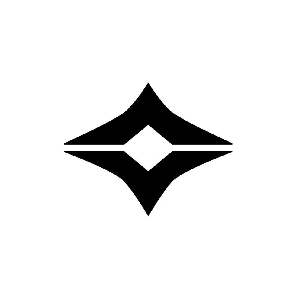 Symmetrical, black abstract resembling a diamondshaped figure with inverted triangular top and bottom, white background. vector