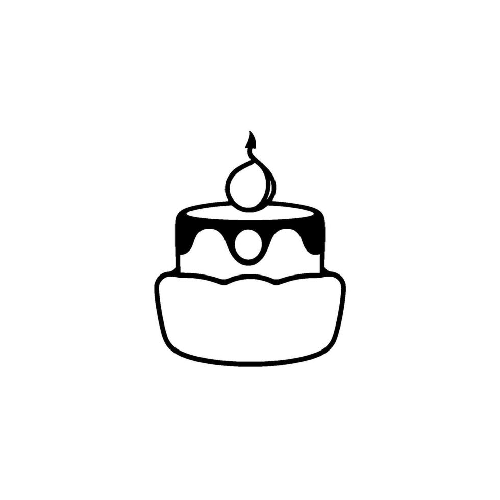 Minimalist, TwoTiered Birthday Cake Illustration with Cherry Topping, Isolated on White, Art. vector