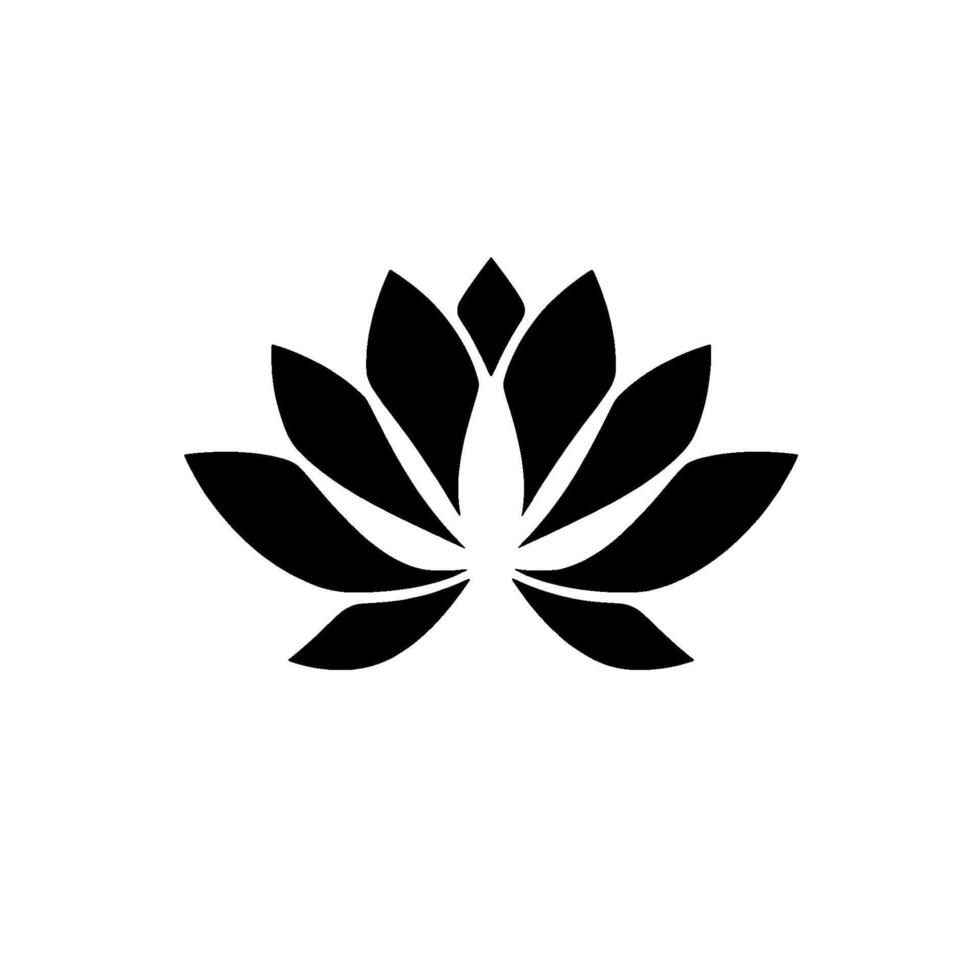 Bold Black Lotus Flower Silhouette on White Background, Minimalist , Symbol of Purity, Peace, and Enlightenment. vector
