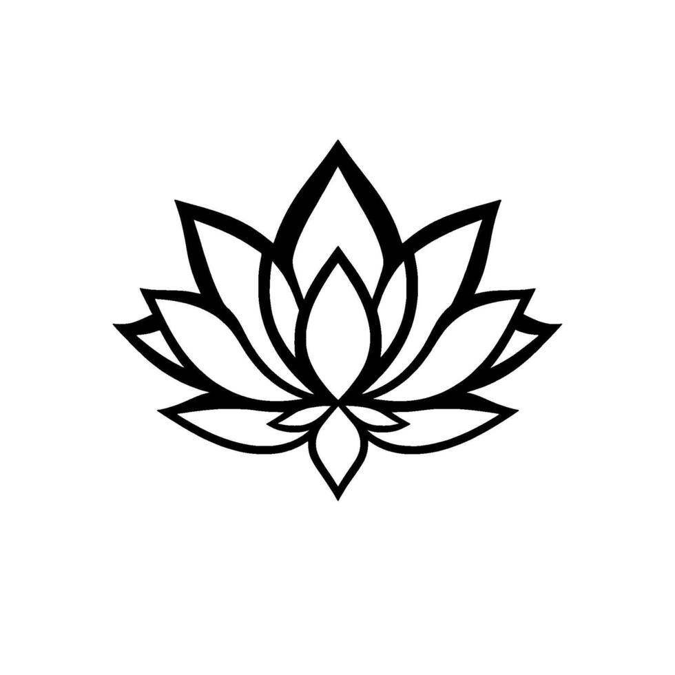 Bold Black and White Lotus Flower , Centered Composition, Minimalist , Symbol of Purity and Enlightenment. vector