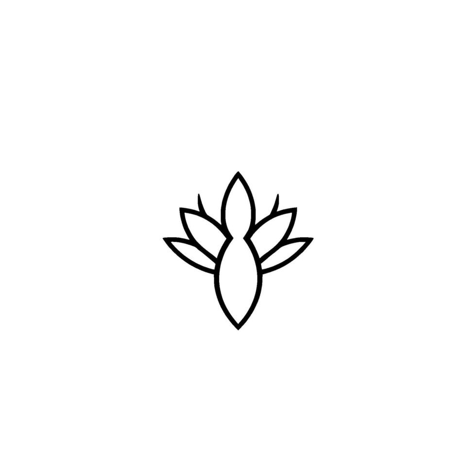 Minimalist Black and White Lotus Flower , Representing Purity, Serenity, and Balance on a Blank White Background vector